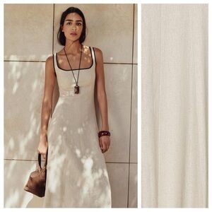 Zara Cream Maxi Dress with Black Trim